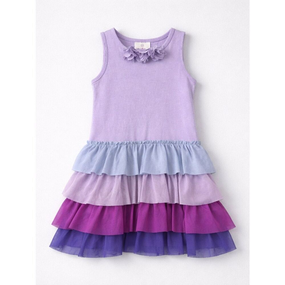 Hanna Andersson Purple cotton tank dress with mesh ruffle skirt size 110 (5)